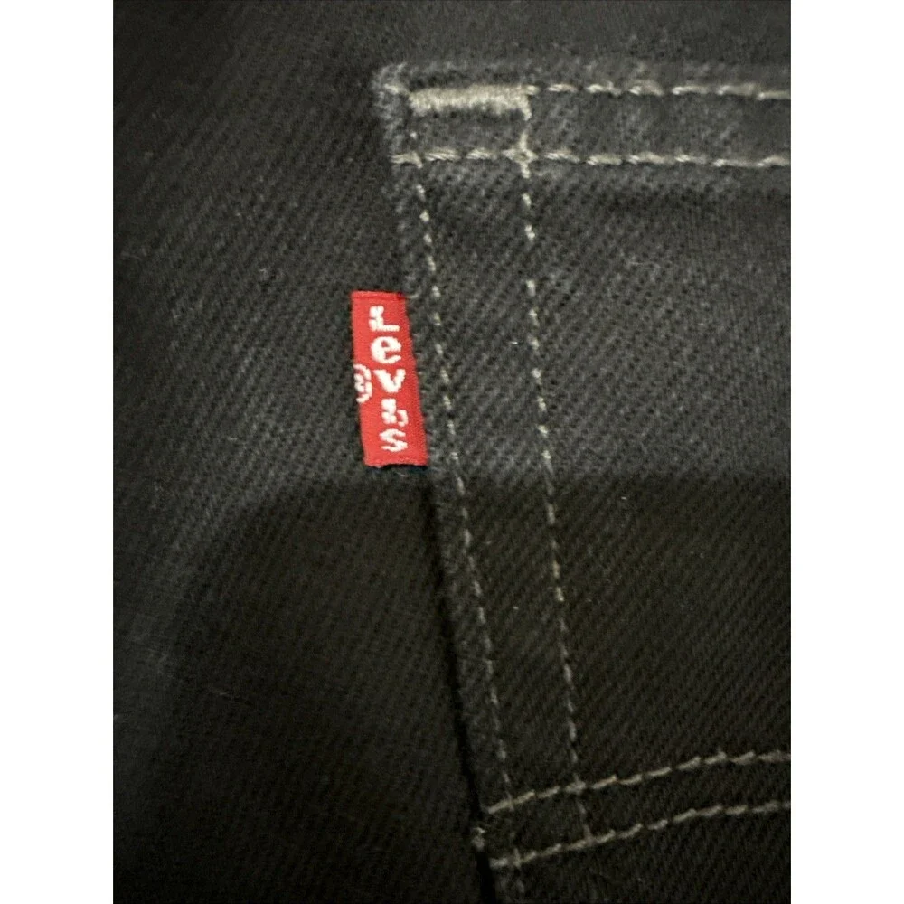 Levi’s 550 Black Relaxed Fit Heavyweight Straight Jeans Contrast Stitch 36x30